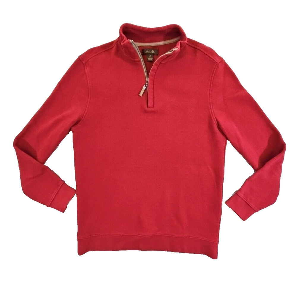 Tasso Elba Quater Zip Pullover Sweater Men's Medium Red Long Sleeve Old Money‎